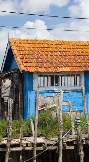 Cabane de pêcheurs bleu sur l'île d'Oléron